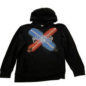 Star Wars Boys Size Medium Black Long Sleeve Light Saber Logo Hoodie Sweatshirt